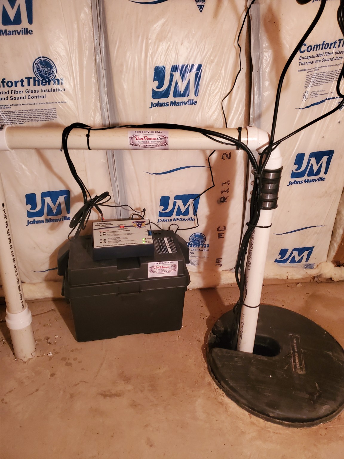 Completed residential battery-backup sump pump system
